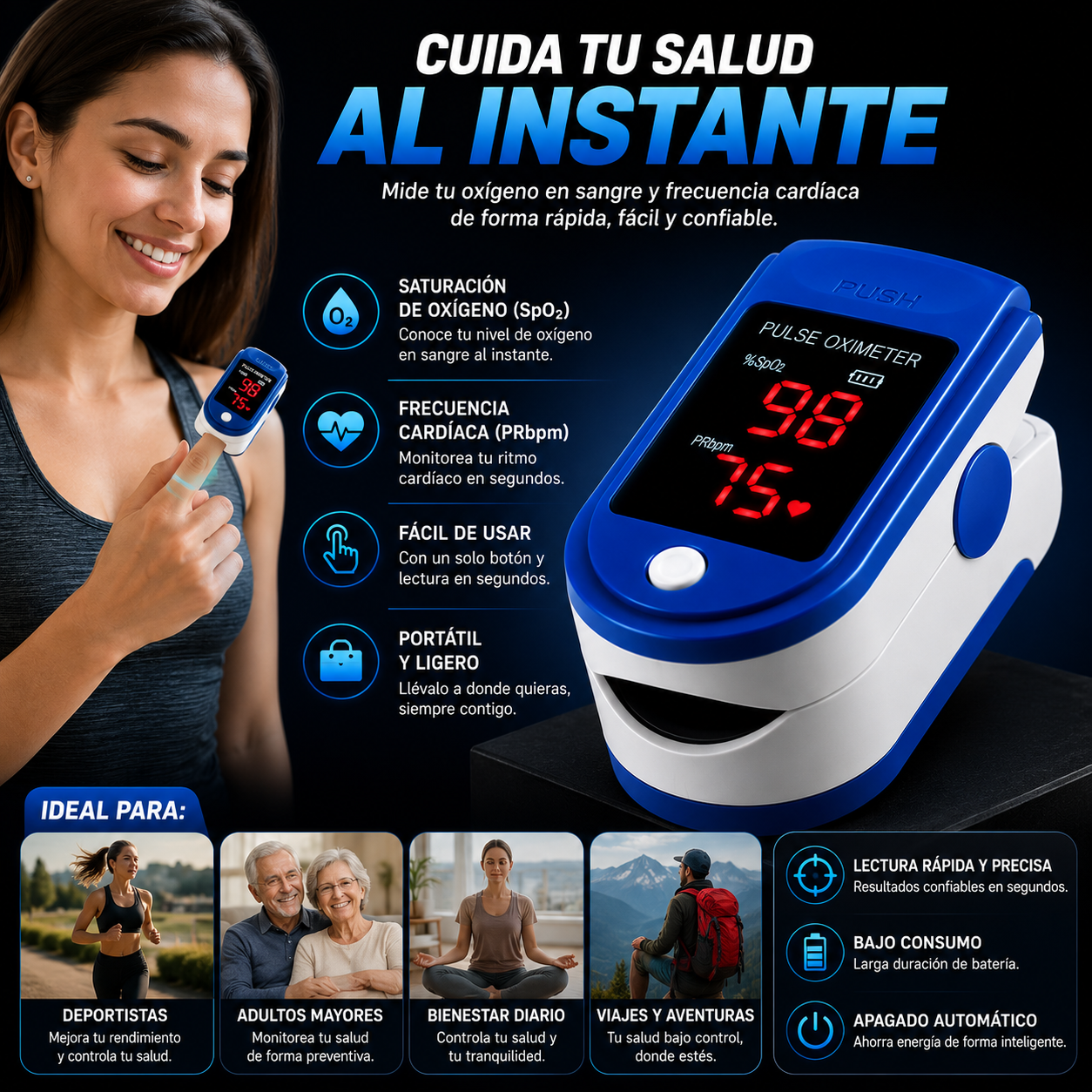 Oximetro de Pulso - Mide tu Salud en Segundos!