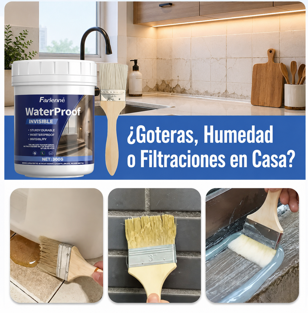 "3x1" Sellador Impermeable Transparente - Repara Goteras y Filtraciones