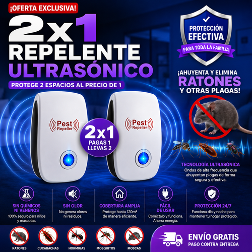 Protege Tu Hogar - Pack 2 Repelente Ultrasónico PestGuard®
