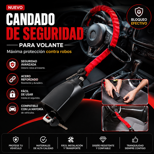 Protege Tu Auto - Candado de Seguridad Para Volante Premium®