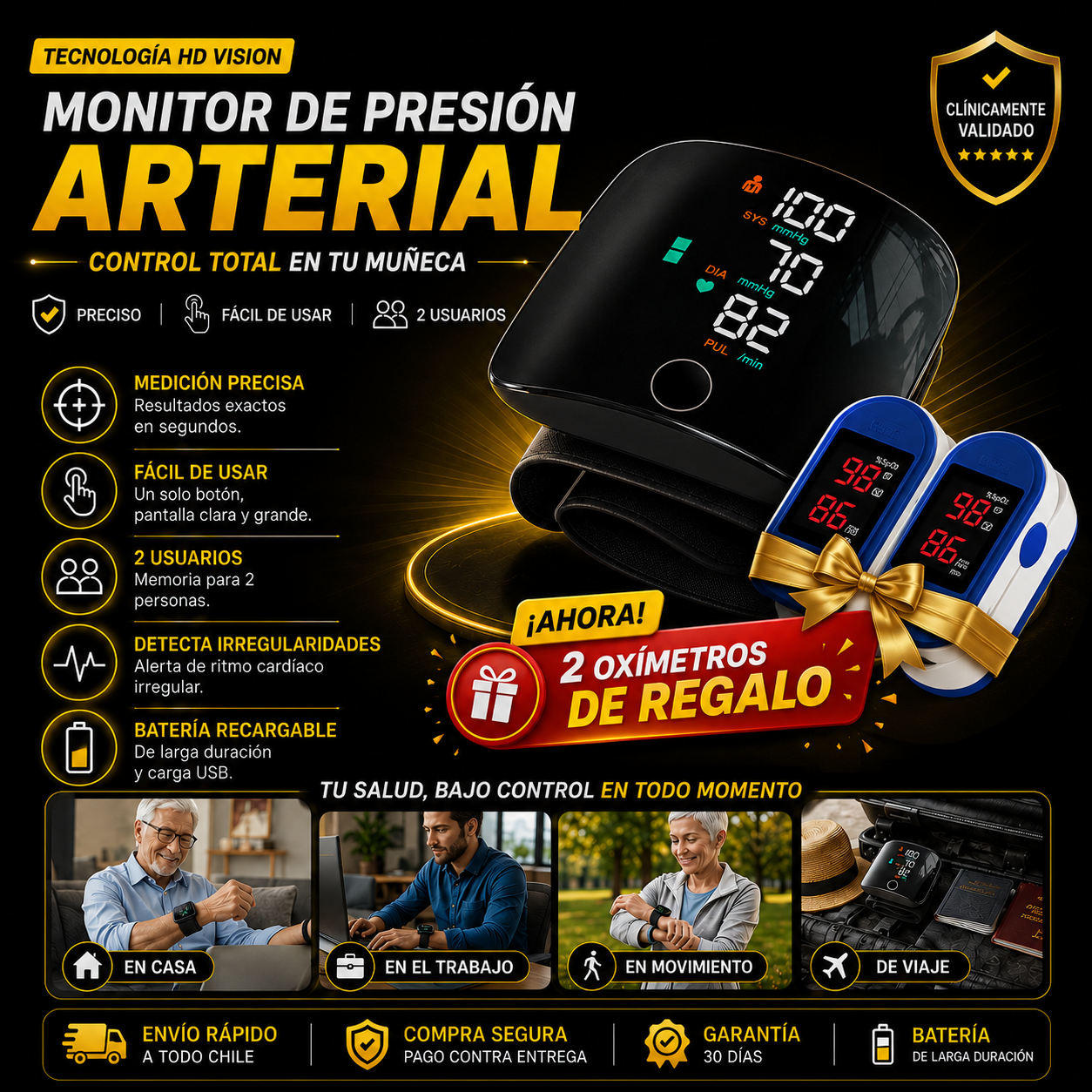 Cuida Tu Salud - Combo Tensiómetro + Oxímetro Premium®