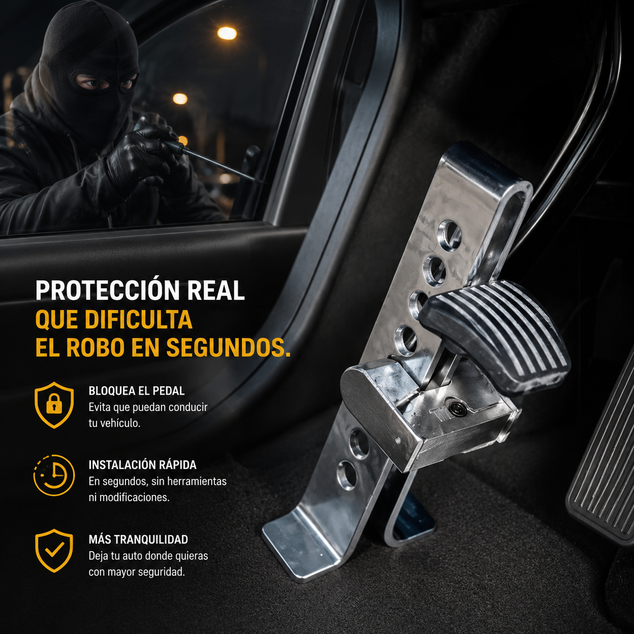 PedalLock PRO™ Protección Antirrobo para tu Vehículo
