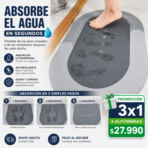 "3x1" AquaGrip™ | Pack 3 Alfombras Antideslizantes Premium